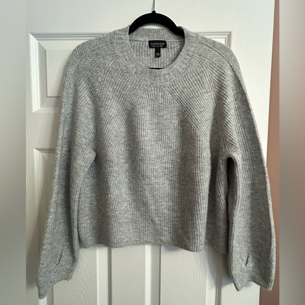 Topshop Light Gray Crew Neck Sweater